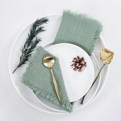 10-Pack Cotton Gauze Napkins — Frayed-Edge Reusable Tea Towels