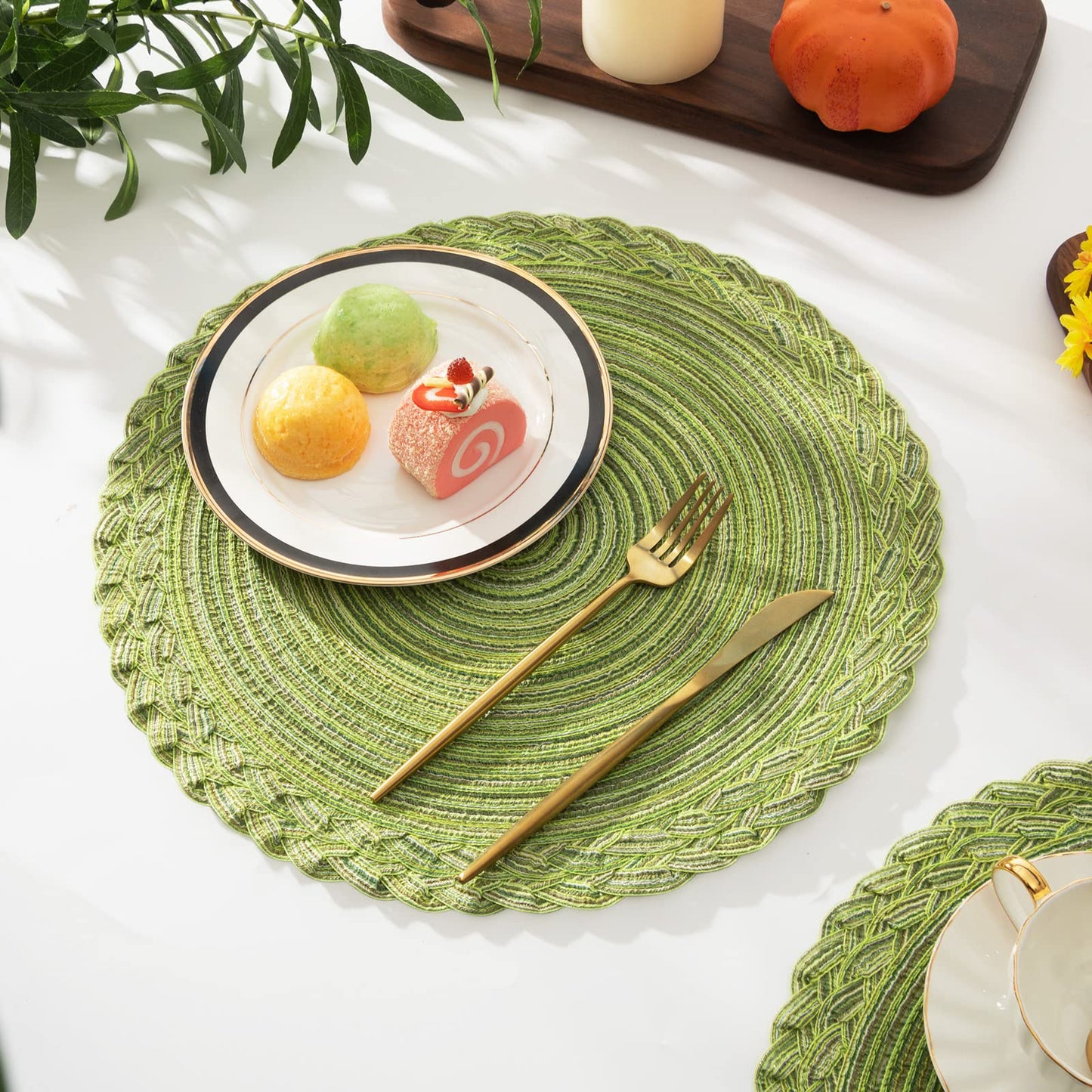 Round Braided Placemats Set of 4 — Heat-Insulating Table Mats