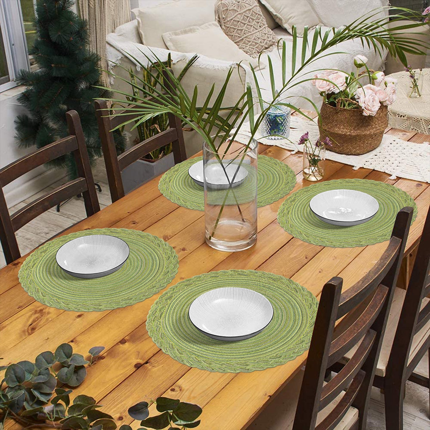 Round Braided Placemats Set of 4 — Heat-Insulating Table Mats
