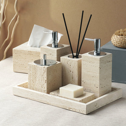 Travertine Bathroom Accessories Set Natural Stone Soap & Tray