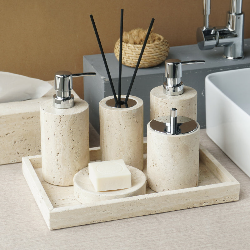 Travertine Bathroom Accessories Set Natural Stone Soap & Tray