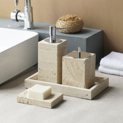 Travertine Bathroom Accessories Set Natural Stone Soap & Tray