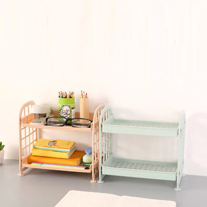 2-Tier Desktop Storage Shelf - Compact Organizer Rack for Desk & Vanity