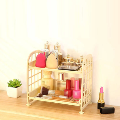 2-Tier Desktop Storage Shelf - Compact Organizer Rack for Desk & Vanity