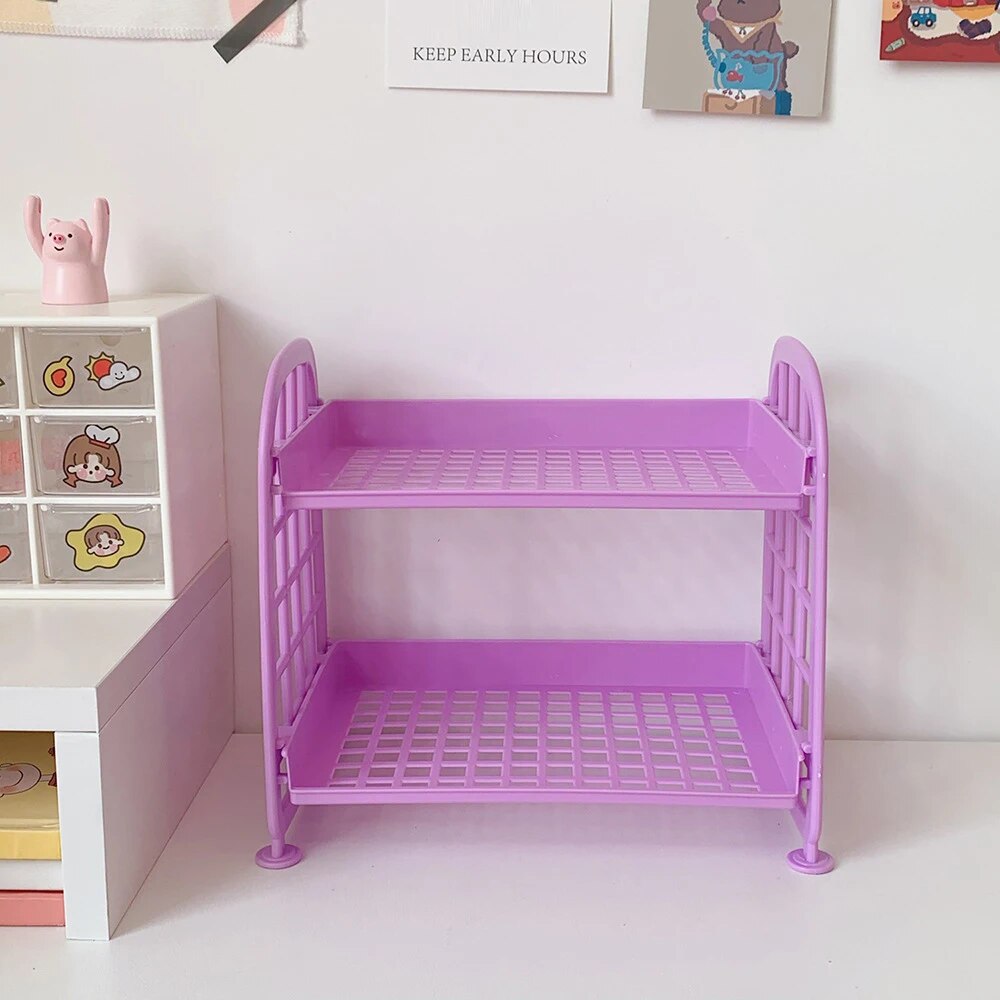 2-Tier Desktop Storage Shelf - Compact Organizer Rack for Desk & Vanity