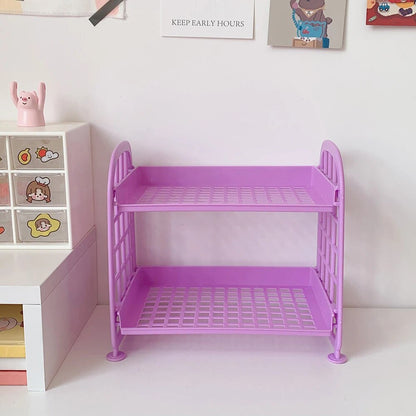 2-Tier Desktop Storage Shelf - Compact Organizer Rack for Desk & Vanity