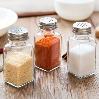 Glass Spice Shaker Bottles with Stainless Lids for BBQ & Salt