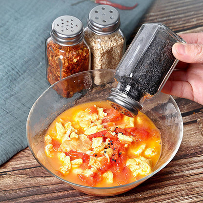 Glass Spice Shaker Bottles with Stainless Lids for BBQ & Salt