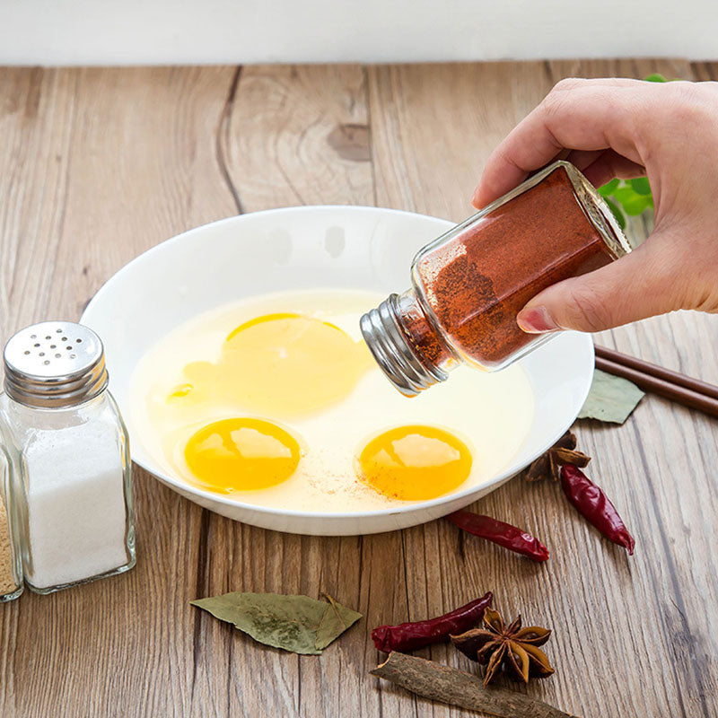 Glass Spice Shaker Bottles with Stainless Lids for BBQ & Salt