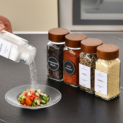 Glass Spice Shaker Bottles with Stainless Lids for BBQ & Salt