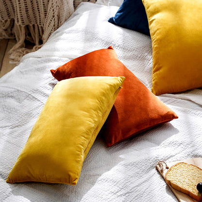 Soft Velvet Throw Pillow Covers — Solid Cushion Covers for Sofa