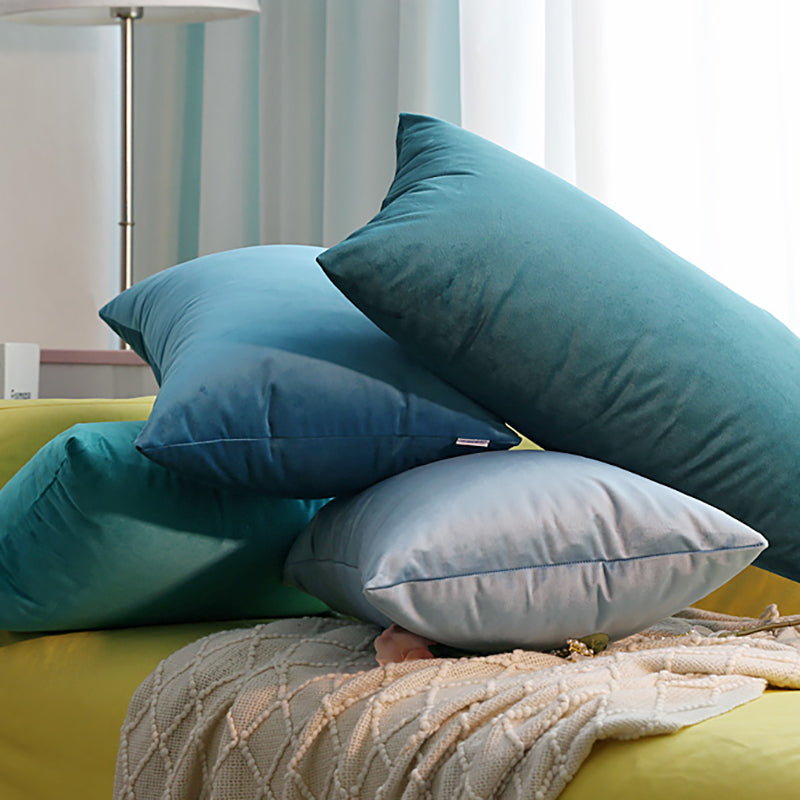 Soft Velvet Throw Pillow Covers — Solid Cushion Covers for Sofa