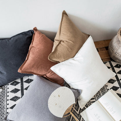 Thick Cotton Linen Throw Pillow Cover, Solid Sofa Cushion Cover