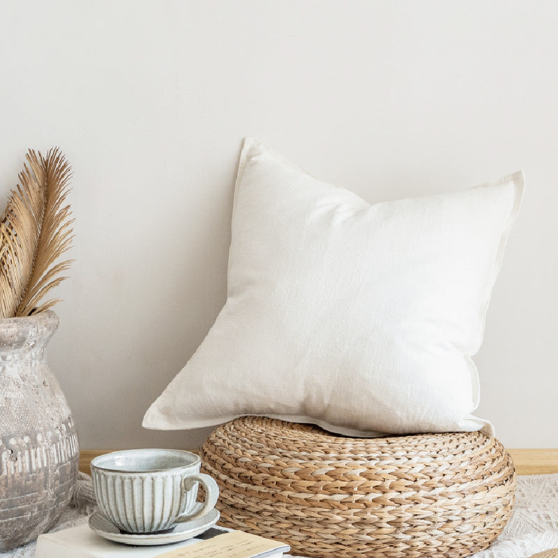 Thick Cotton Linen Throw Pillow Cover, Solid Sofa Cushion Cover