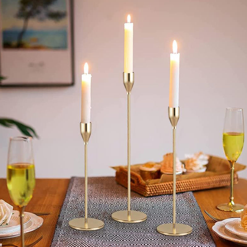 Slim Taper Candle Holders, Set of 3 Modern Candlestick Stands