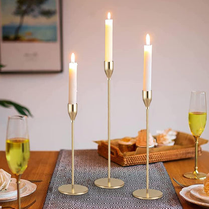 Slim Taper Candle Holders, Set of 3 Modern Candlestick Stands