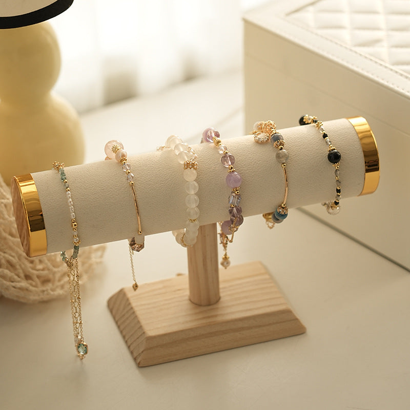 Wood Base T-Bar Jewelry Display Stand for Bracelets & Watches