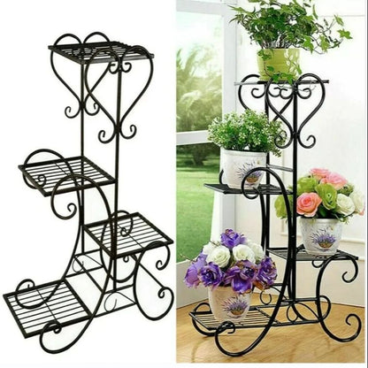 Round Metal Plant Stand Scrollwork Flower Pot Holder for Patio