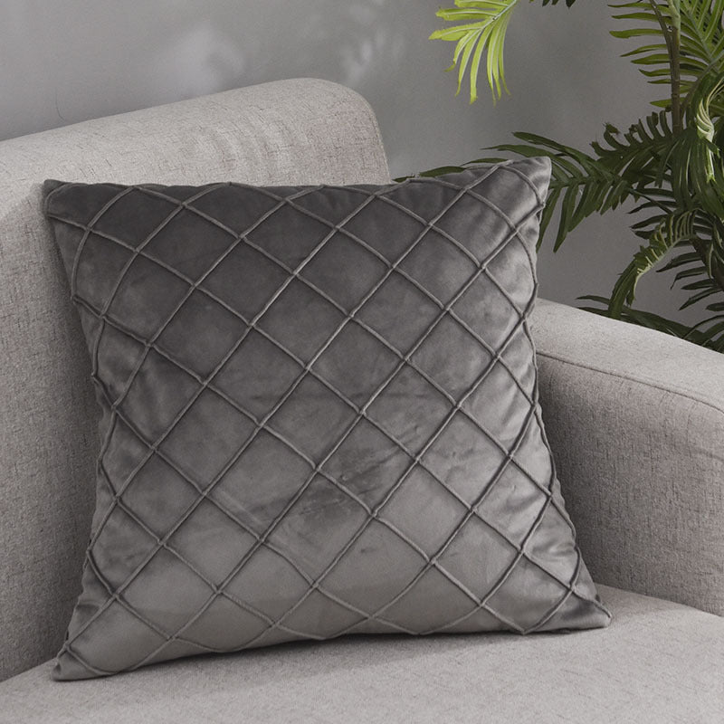Velvet Pintuck Throw Pillow Covers — Soft Gray Cushion Covers