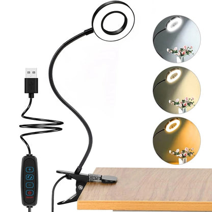 Clip-On LED Desk Lamp with Flexible Gooseneck and USB