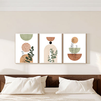 Boho Abstract Plant Wall Art, 3-Piece Mid-Century Print Set
