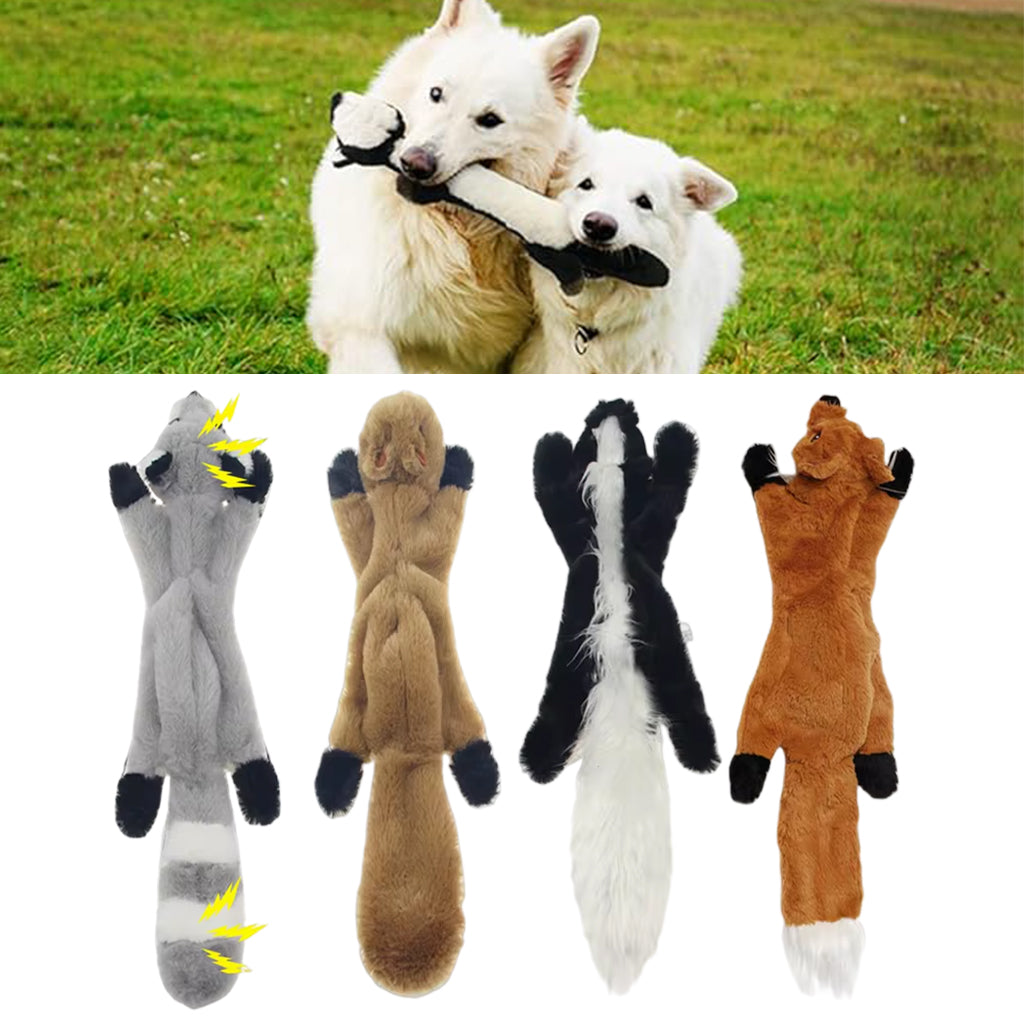 No-Stuffing Squeaky Dog Toy Plush Animal Crinkle Chew Toy 45cm