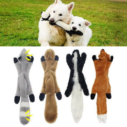 No-Stuffing Squeaky Dog Toy Plush Animal Crinkle Chew Toy 45cm