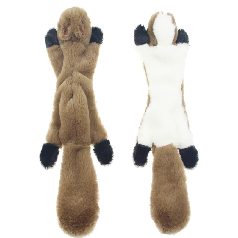 No-Stuffing Squeaky Dog Toy Plush Animal Crinkle Chew Toy 45cm