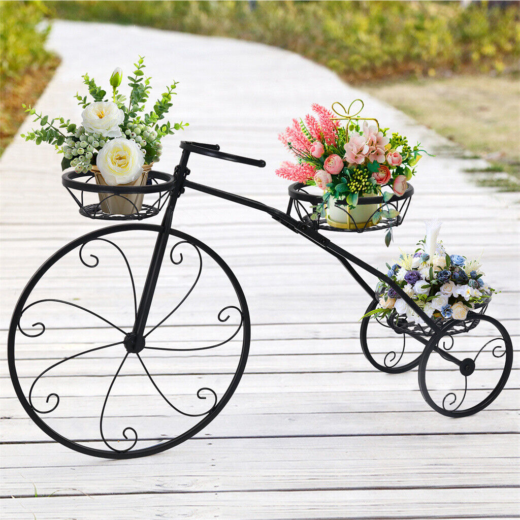3-Tier Bicycle Plant Stand Metal Flower Pot Holder for Garden