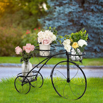 3-Tier Bicycle Plant Stand Metal Flower Pot Holder for Garden