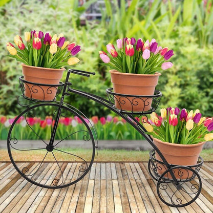 3-Tier Bicycle Plant Stand Metal Flower Pot Holder for Garden