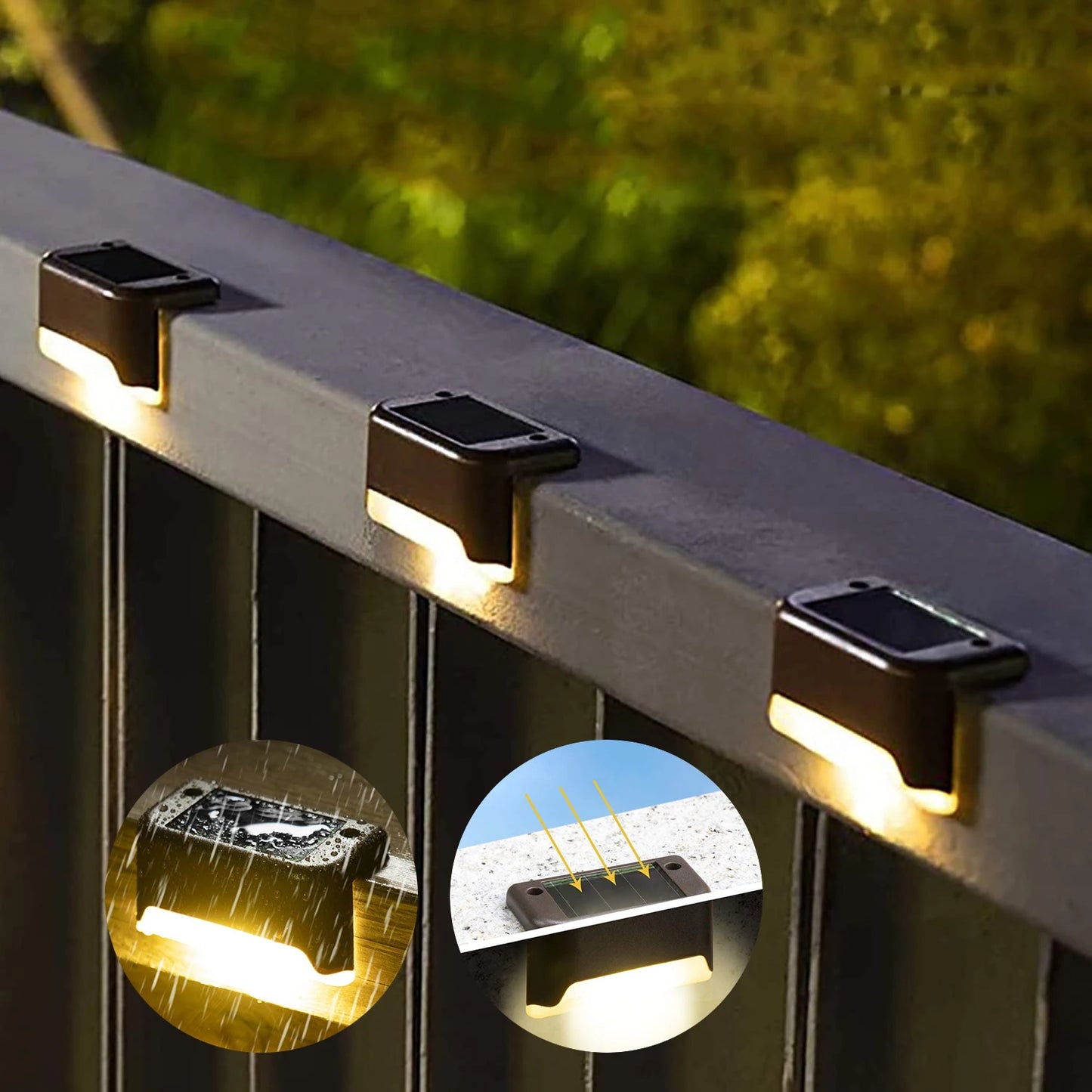 Solar Deck Lights Outdoor Waterproof LED Step Lamps for Stairs Fence