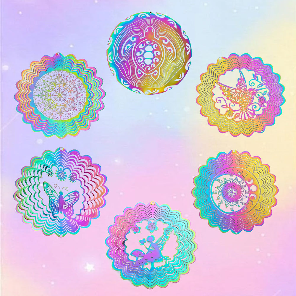 3D Rainbow Mandala Wind Spinner Hanging Garden Wind Chime
