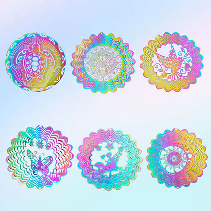 3D Rainbow Mandala Wind Spinner Hanging Garden Wind Chime