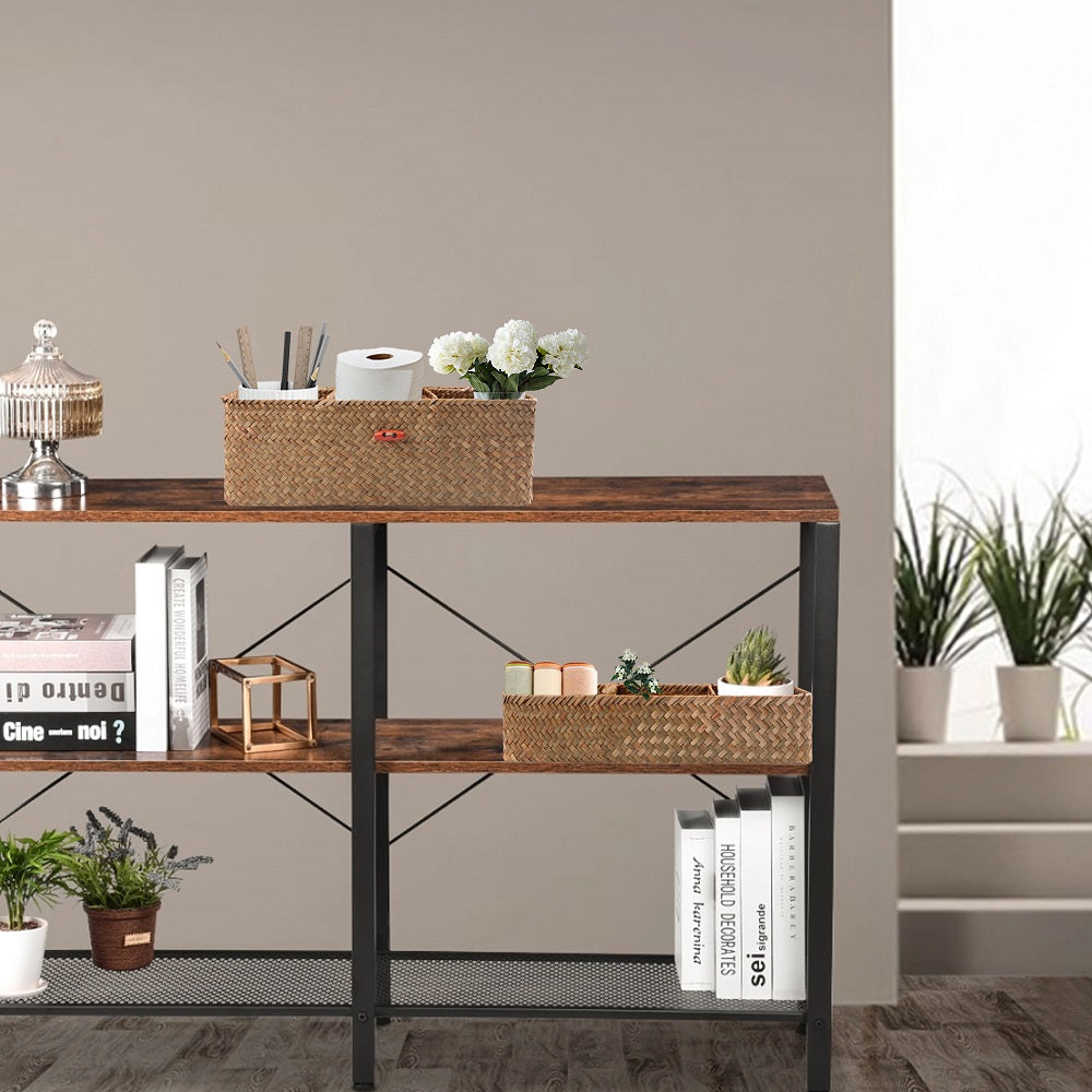 Woven Seagrass Divided Storage Basket, Desk & Shelf Organizer