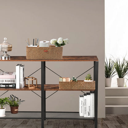 Woven Seagrass Divided Storage Basket, Desk & Shelf Organizer