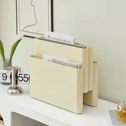 Wavy Floor Magazine Holder — Retro Scalloped Book & Record Rack
