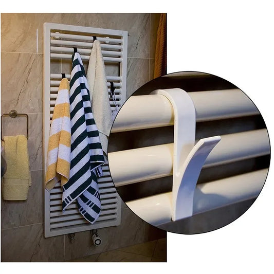 Radiator Towel Hanger Clips, White Heated Rail Hooks Set