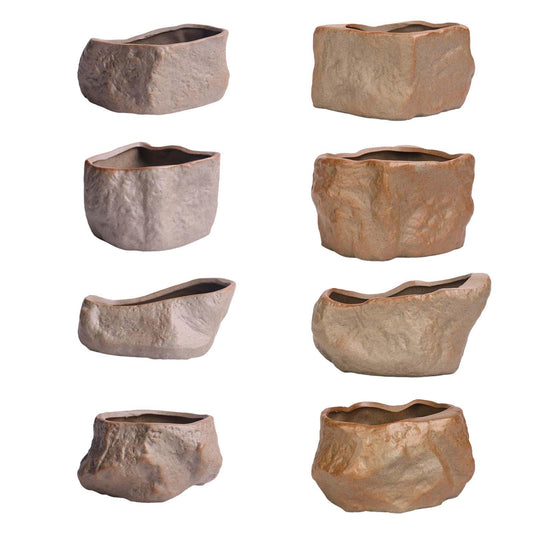 Stone-Look Ceramic Succulent Pot — Natural Rock Texture Planter for Indoor Plants & Garden Decor