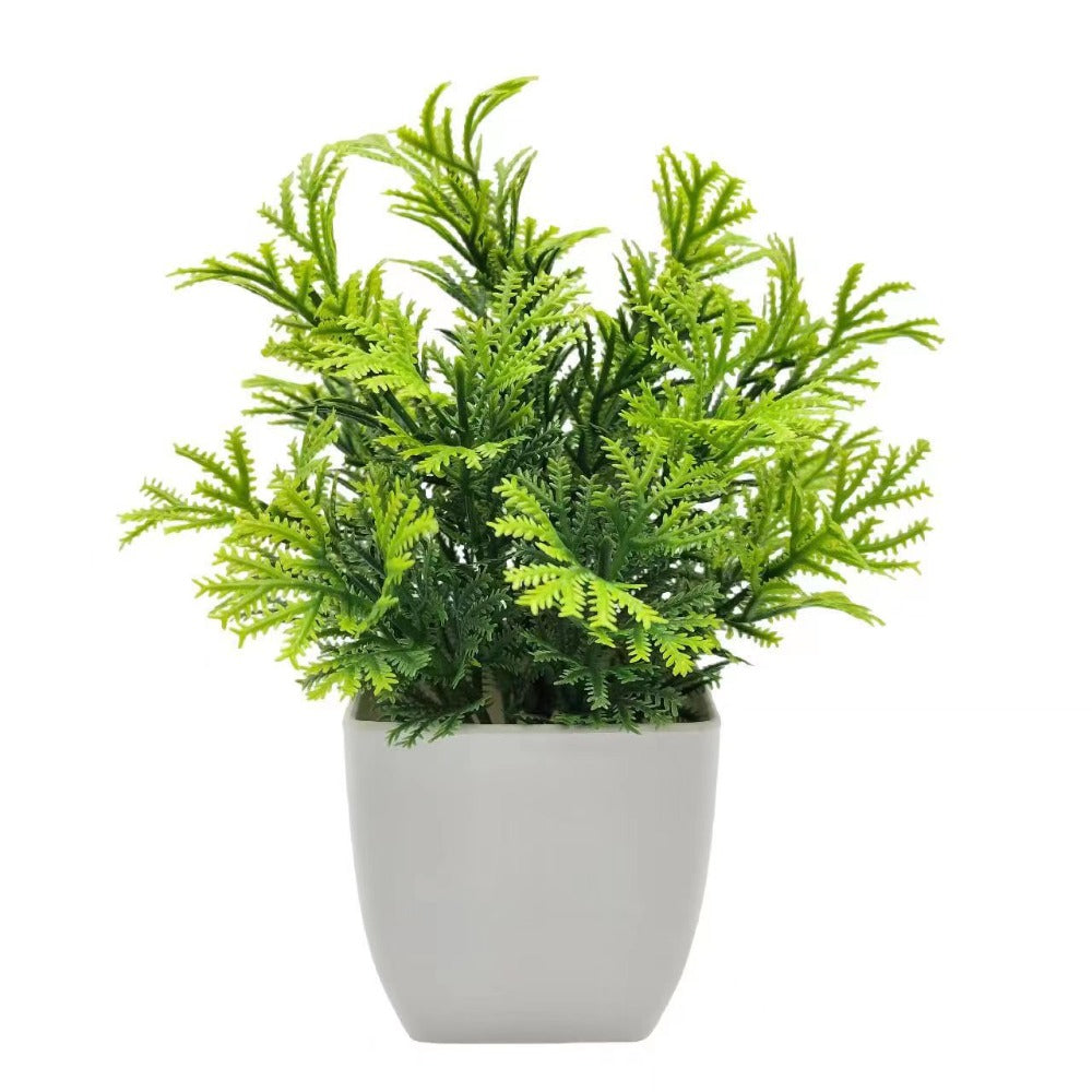 Mini Artificial Potted Plant - Faux Greenery in White Pot Decor