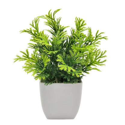 Mini Artificial Potted Plant - Faux Greenery in White Pot Decor
