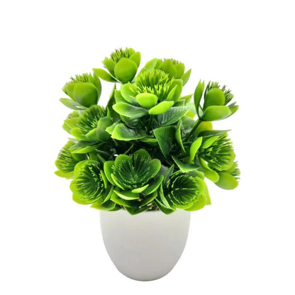 Mini Artificial Potted Plant - Faux Greenery in White Pot Decor