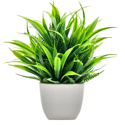 Mini Artificial Potted Plant - Faux Greenery in White Pot Decor