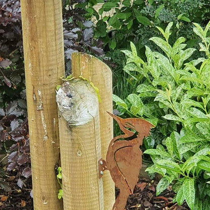 Rusty Iron Woodpecker Garden Stake - Metal Bird Yard Art Decor