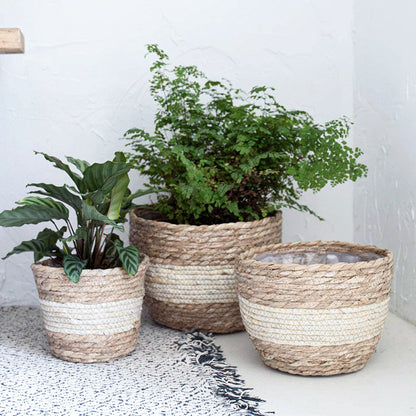 Seagrass Planter Basket - Woven Plant Pot Cover & Storage Basket
