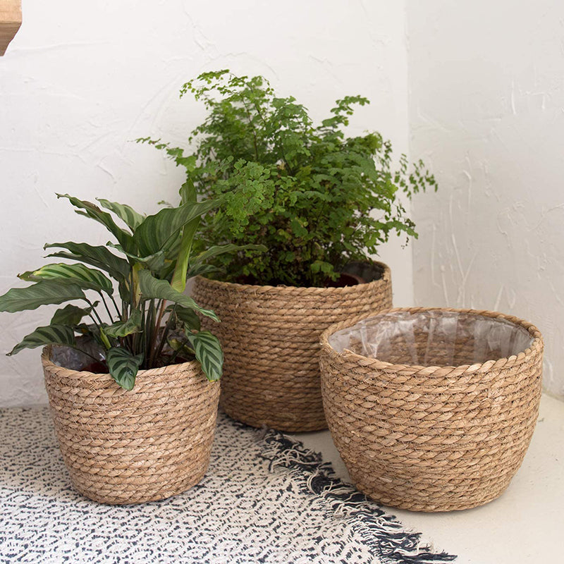 Seagrass Planter Basket - Woven Plant Pot Cover & Storage Basket