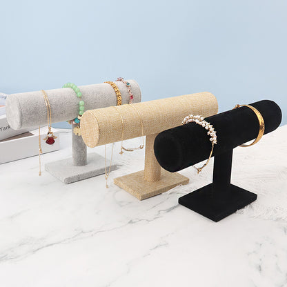 T-Bar Bracelet Display Stand, Velvet & Linen Bangle Holder