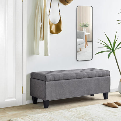 42" Tufted Storage Ottoman Bench — Upholstered Entryway Seat