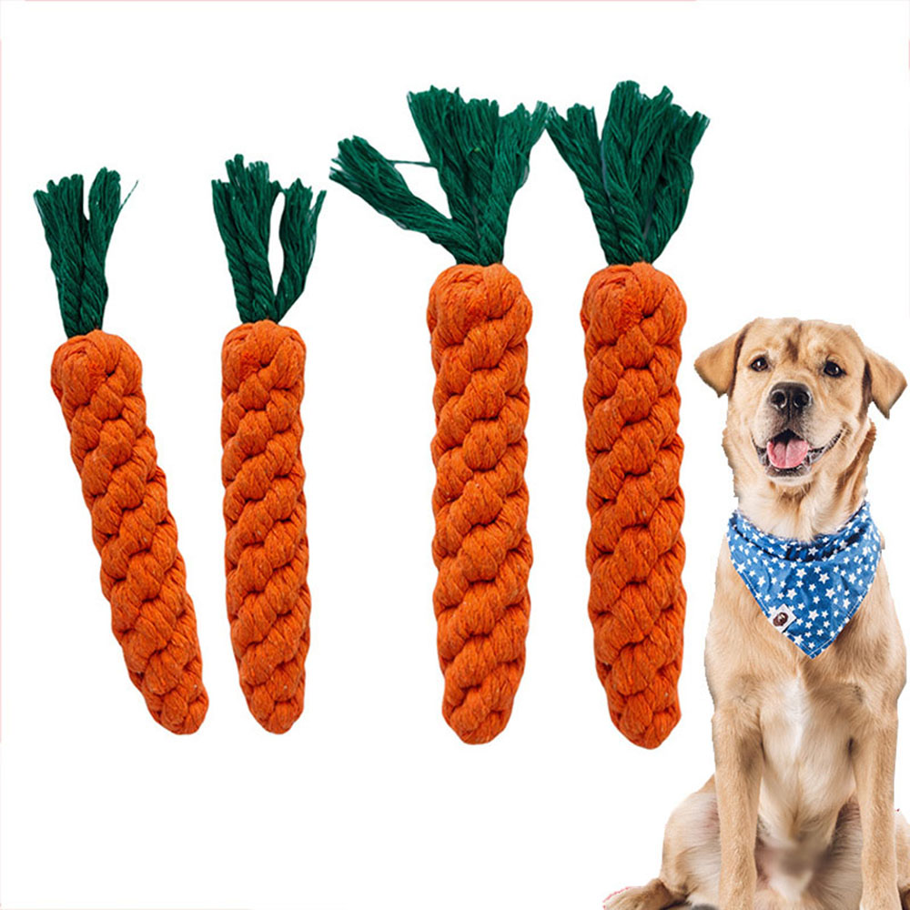 Carrot Rope Dog Toy Durable Braided Cotton Chew and Tug Toy