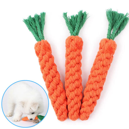 Carrot Rope Dog Toy Durable Braided Cotton Chew and Tug Toy